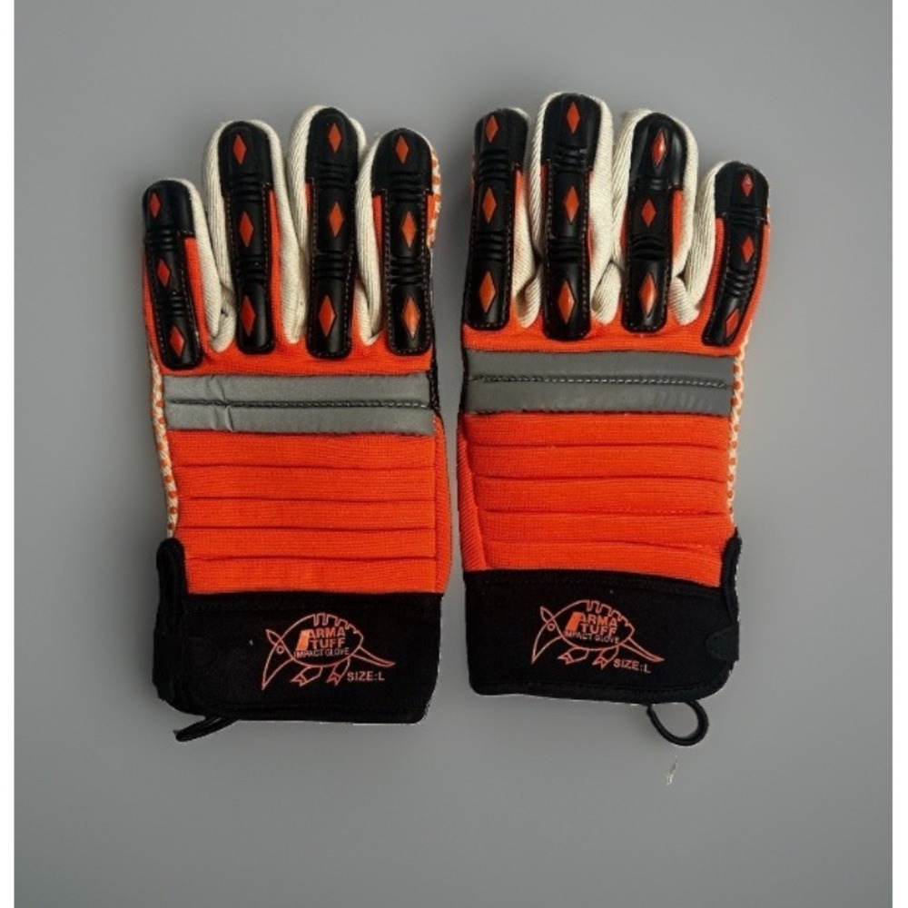 Arma Tuff Impact Gloves‎ Mens L Orange LIKE NEW Good